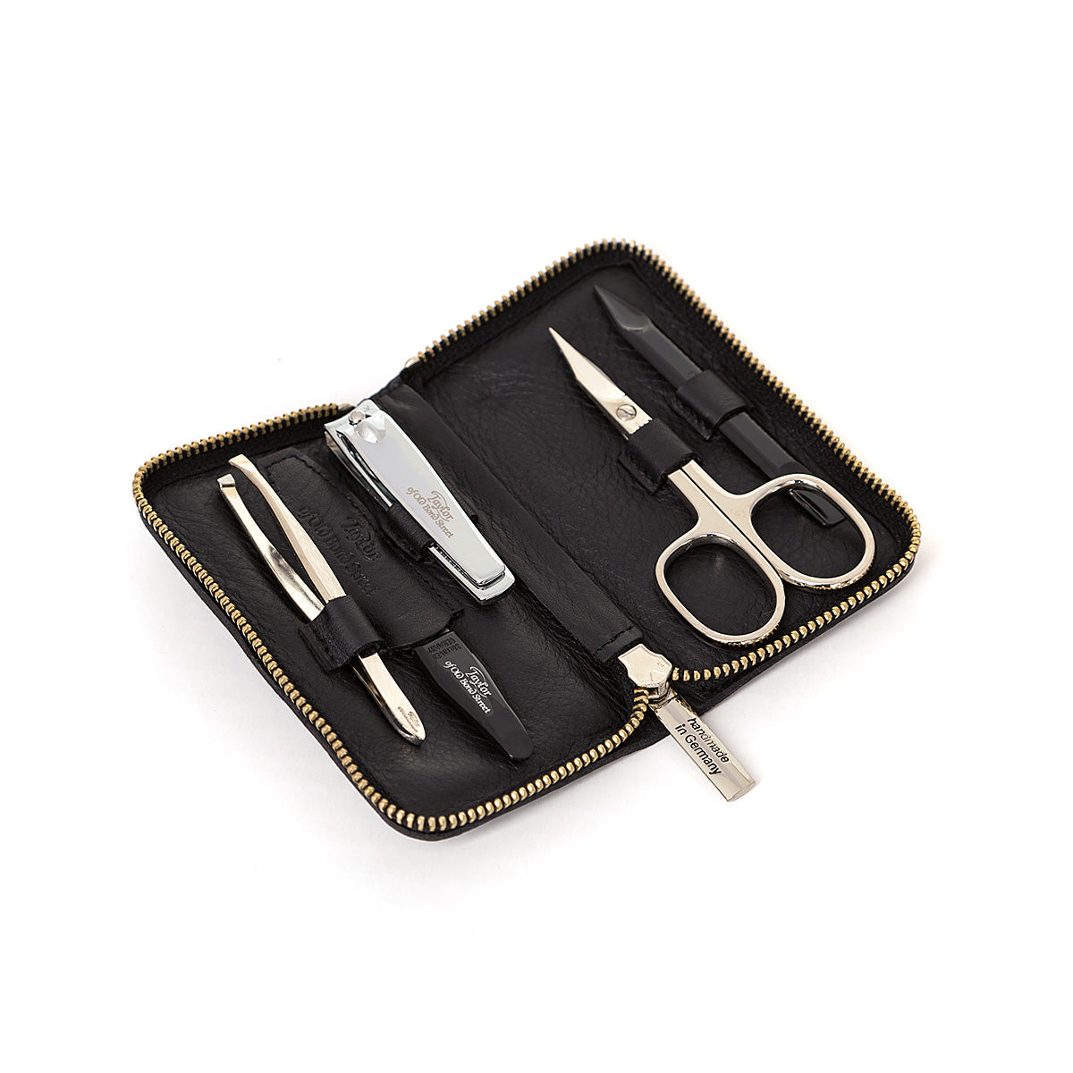 Taylor of Old Bond Street Black Leather Manicure Set - Black